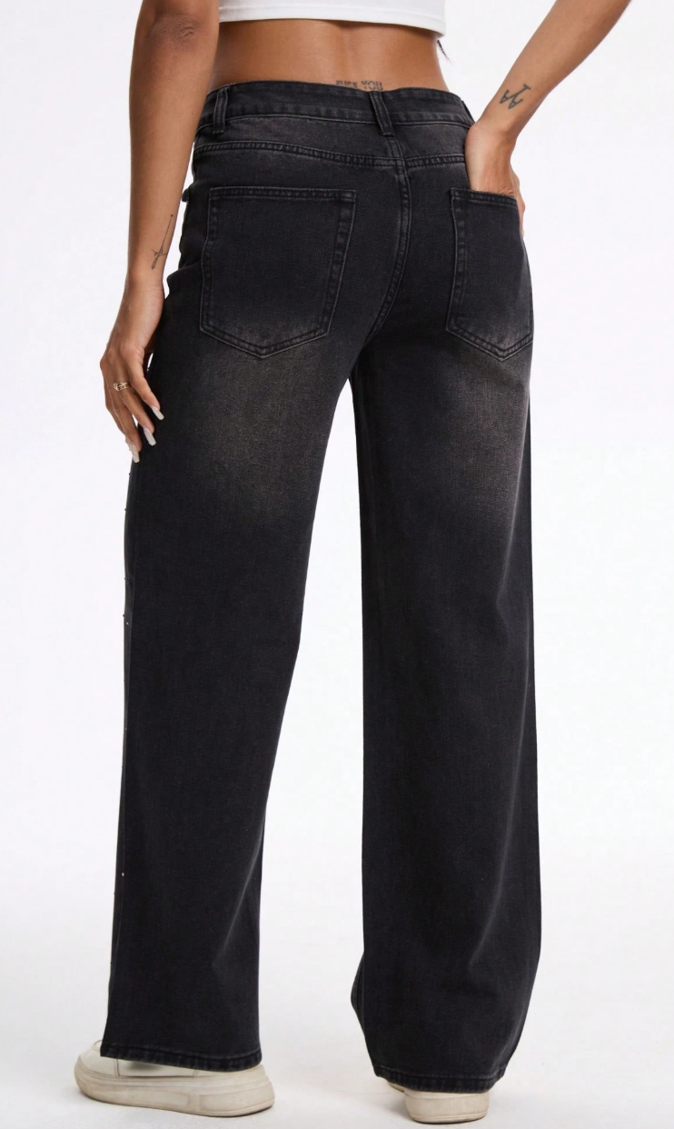 Staggered Black Jeans