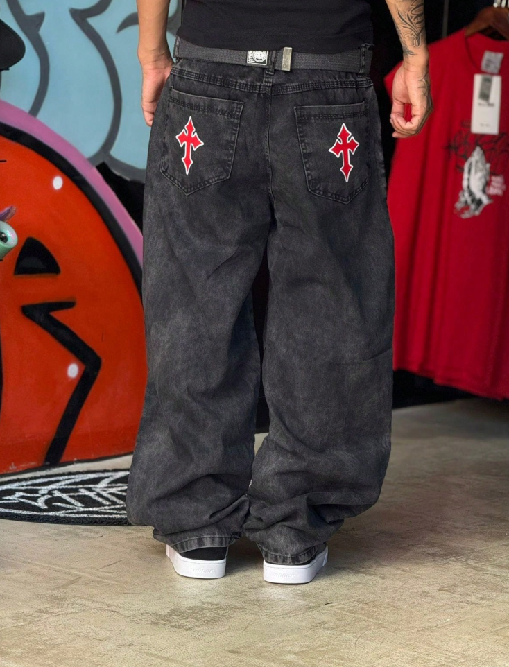 Distressed Paint Jeans